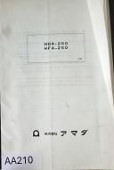 Amada-Japanese- AMADA, Model HDA-250 and HFA-250 Horizontal Bandsaws, Operation Manual- HDA-250 and HFA-250-01
